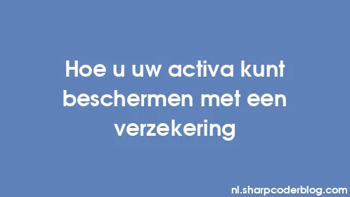 Hoe u uw activa kunt beschermen met een verzekering - Thumbnail