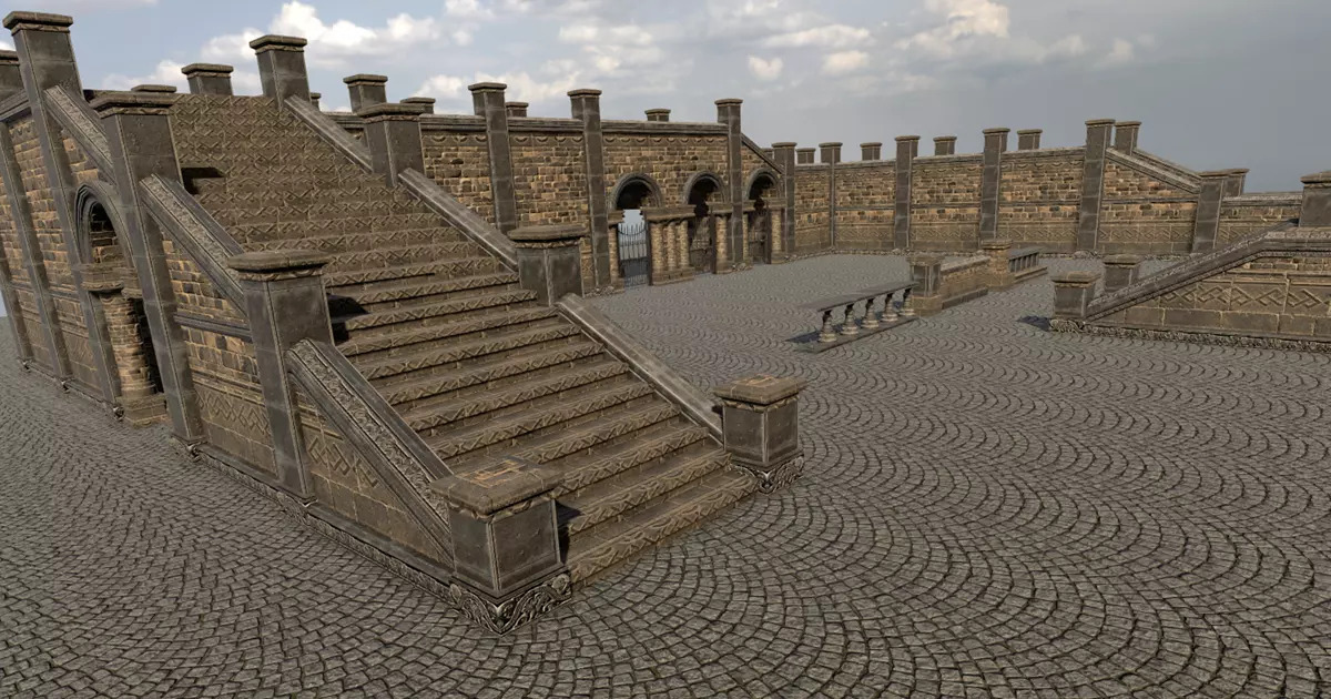 Modulair Courtyard-pakket van Unity Asset Store.